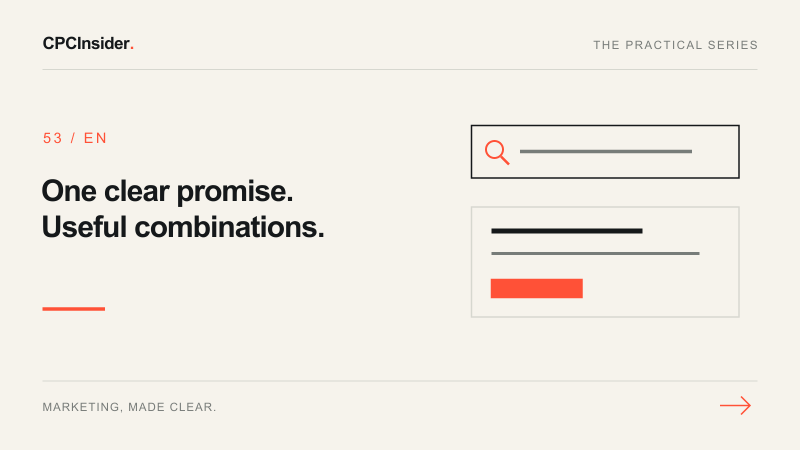 Editorial illustration: One clear promise. Useful combinations.