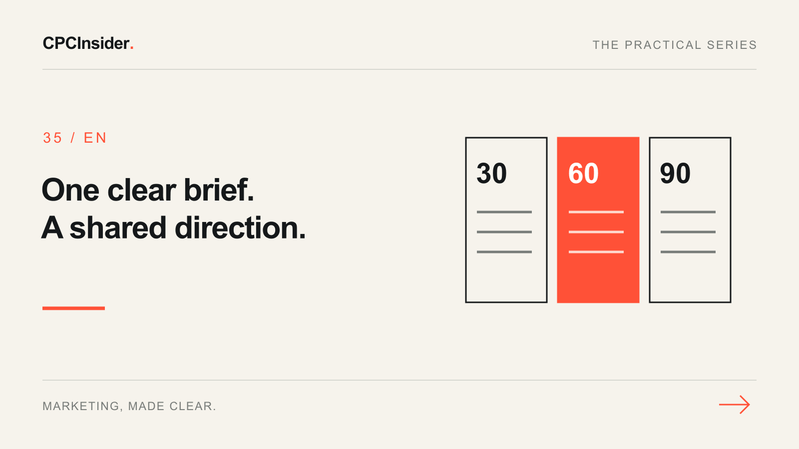 Editorial illustration: One clear brief. A shared direction.