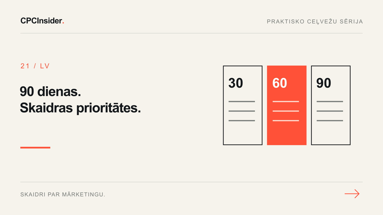 Redakcionāla ilustrācija: 90 dienas. Skaidras prioritātes.