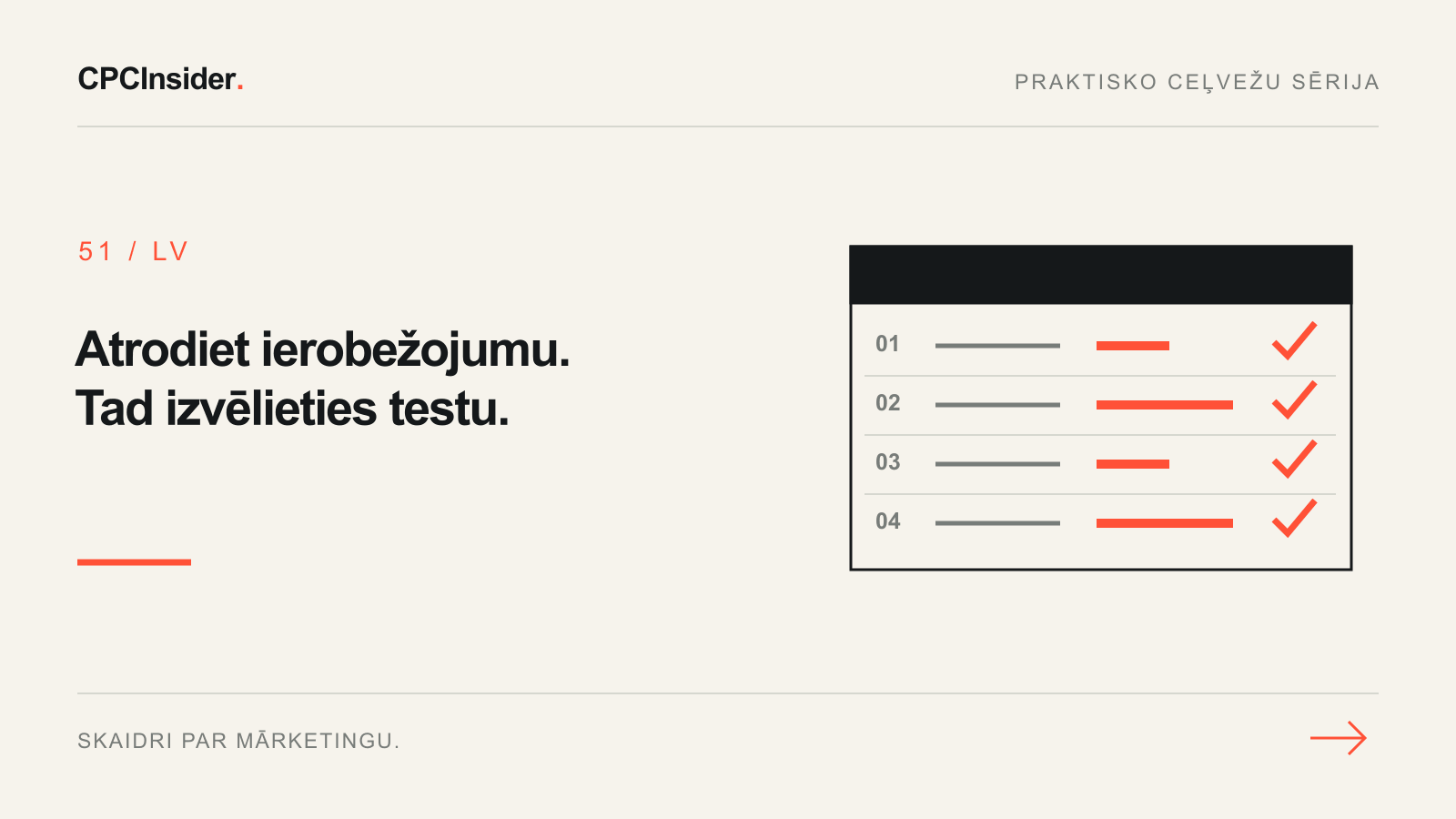 Redakcionāla ilustrācija: Atrodiet ierobežojumu. Tad izvēlieties testu.