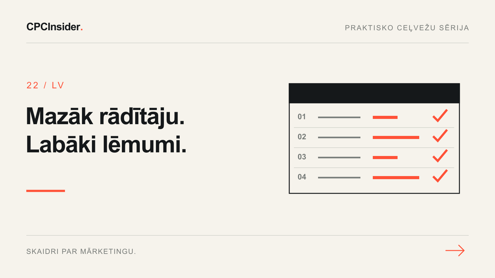 Redakcionāla ilustrācija: Mazāk rādītāju. Labāki lēmumi.